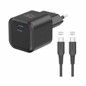Karikues SWISSTEN, GaN 1x USB-C, 20W PD, me kabllo Type-C/Type-C, I zi