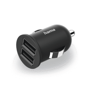 Karikues i shpejtë Hama, për veturë, 2 porte, 2,4 A/12 W, i zi