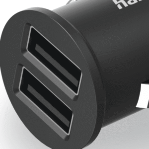 Karikues i shpejtë Hama, për veturë, 2 porte, 2,4 A/12 W, i zi